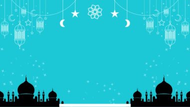 Ramazan Kareem, cami ve ay arkaplanlı İslami tasarım