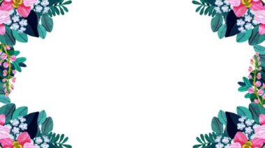 Çiçek desenli suluboya. Çiçekler ve dallarla çizilmiş el çizimi.