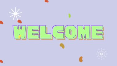 Kelime yazma hoş geldin. Katılacak kişinin ya da birinin karşılama ifadesi için iş konsepti ya da asimetrik düzensiz biçim şekli nesne ana hatları çokluk çizgisi