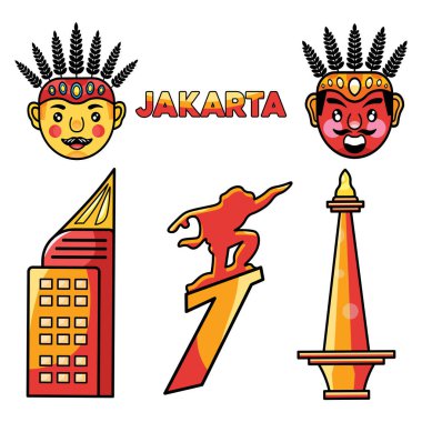 Jakarta şehri objesi vektör olarak. resimleme.