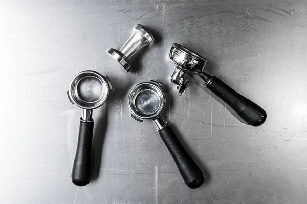 Coffee Maker Filter Holder Metal Barista Tools — Stock Photo, Image