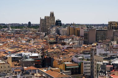 Madrid üzerinden Gran Via 'nın hava görüntüsü