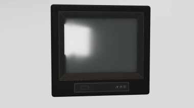 Beyaz arkaplanı olan eski ahşap televizyon