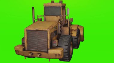 Beyaz arkaplan 4K fotoğraflı buldozer.