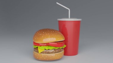 Hamburger ve Soğuk İçki Kadehi