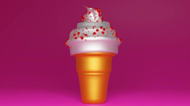 3D vişneli dondurma.