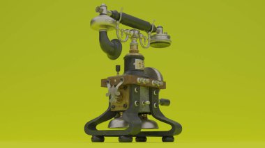 sarı arkaplanlı masa telefonu