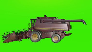 Traktör Harvester 'ı farklı bir arka plan 4k fotoğrafıyla birleştirdi..