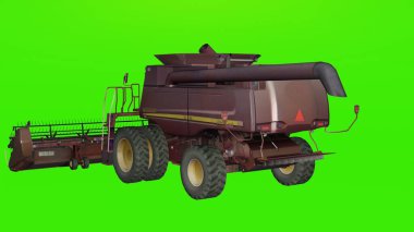 Traktör Harvester 'ı farklı bir arka plan 4k fotoğrafıyla birleştirdi..