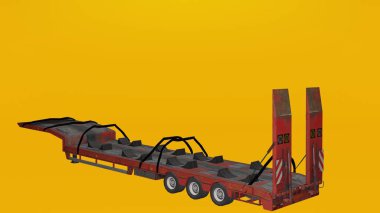 Farklı açı görüşe sahip traktör ya da römorkta modern araba taşıyıcısı ya da traktör.
