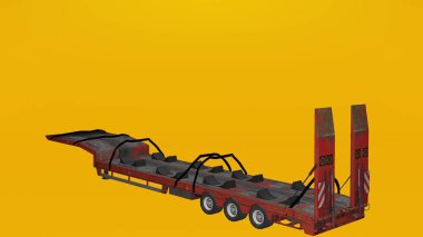 Farklı açı görüşe sahip traktör ya da römorkta modern araba taşıyıcısı ya da traktör.