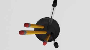 Beyaz arkaplanı olan kalem veya kalem tutucu