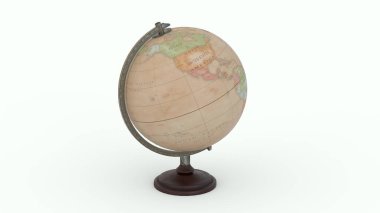 Beyaz arkaplanı olan Antika Küre Haritası