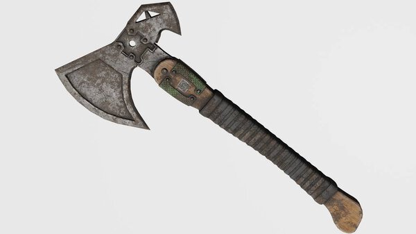 wooden axe with white background