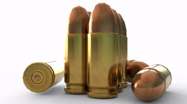 Beyaz arkaplan ile 9mm kalibre