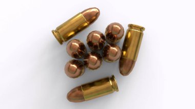 Beyaz arkaplan ile 9mm kalibre