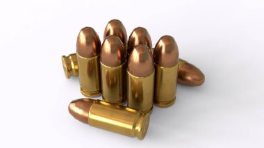 Beyaz arkaplan ile 9mm kalibre