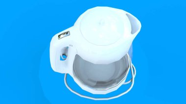 Mavi arka planlı elektrikli cam çaydanlık