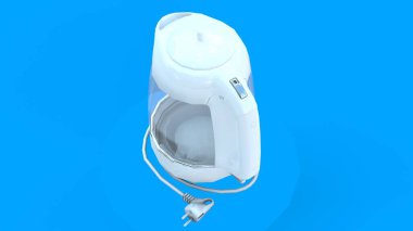 Mavi arka planlı elektrikli cam çaydanlık