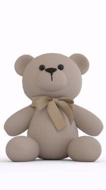 Beyaz arka planı olan beyaz bir oyuncak ayı.