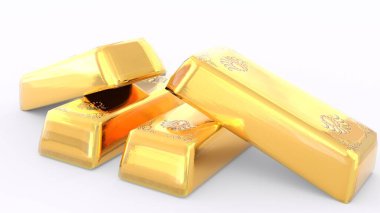 Beyaz arkaplanı olan Altın Tuğla