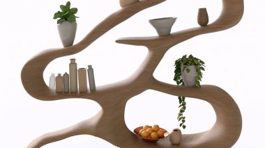 organik ahşap kitaplık mavi arkaplan