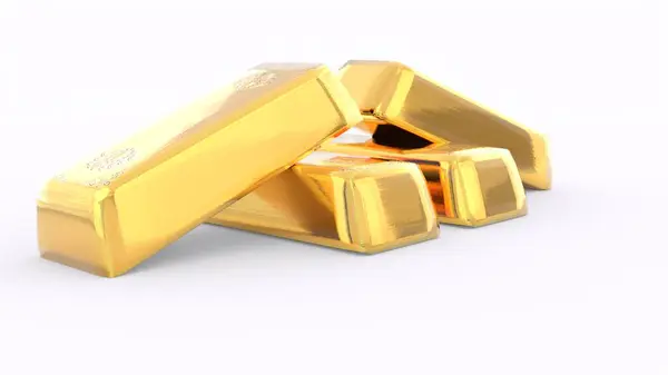 Beyaz arkaplanı olan Altın Tuğla