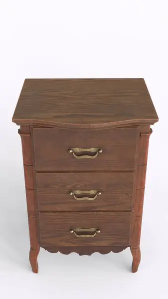 Beyaz arka planı olan ahşap çekmece masası