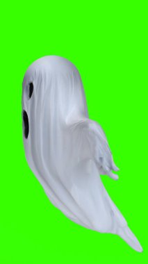 Yeşil arka planı olan beyaz sayfadaki hayalet.