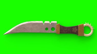 metal sharp knife with green background clipart