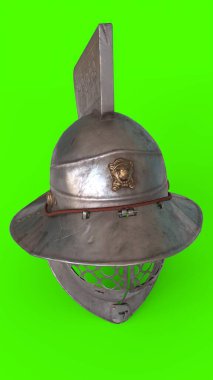 murmillo gladiator helmet with green background clipart