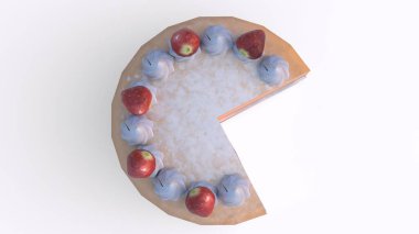 Beyaz arkaplanlı çilekli pasta