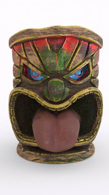 Tiki Mini Heykeli Totem 'in beyaz arkaplanı