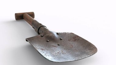 Beyaz arkaplanı olan siper küreği