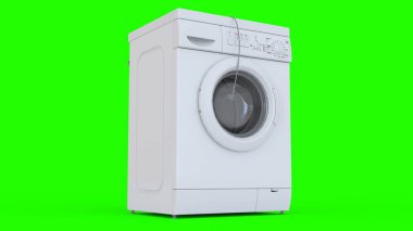 Yeşil arka planı olan çamaşır makinesi
