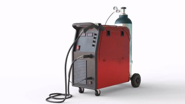 Beyaz arkaplanı olan kaynak makinesi