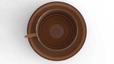 Beyaz arka planlı seramik bardak tabağı