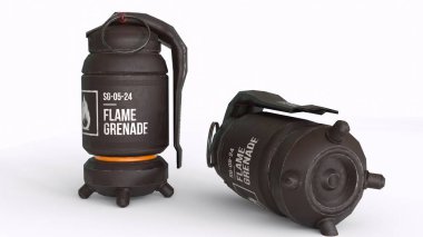 Beyaz arka planlı patlayıcı el bombası