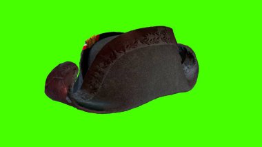 Yeşil arka planlı ikonik deri şapka