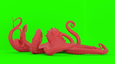 ahtapot yeşil arkaplan ile 3D