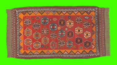 Yeşil arka planlı İran halısı