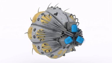 Beyaz arkaplanı olan kişisel uzay kapsülü