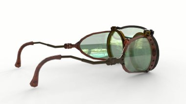 Steampunk gözlükleri beyaz arkaplanlı