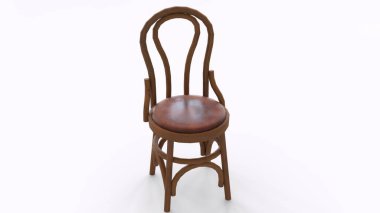 Beyaz arka planı olan tahta sandalyeler.