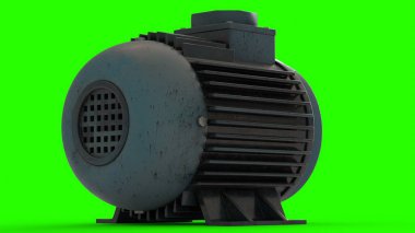 yeşil arkaplan ile elektrik motoru