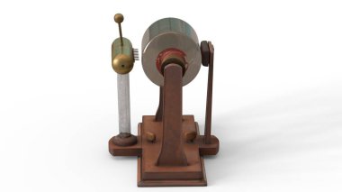 Beyaz arkaplan ile elektrostatik davul makinesi