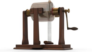 Beyaz arkaplan ile elektrostatik davul makinesi