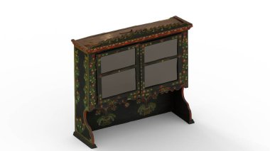 beyaz arkaplan ile boyanmış halk dolabı ayarlama