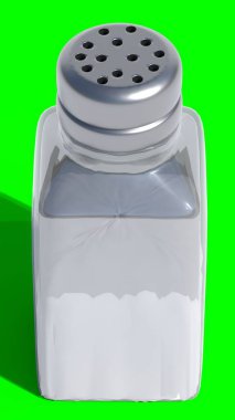 Yeşil arka planda yemek pişirmek için tuz kabı