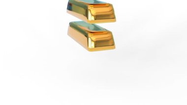 Altın tuğla ya da beyaz arka planı olan altın çubuk